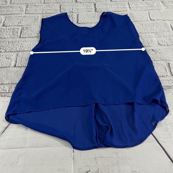 Women’s Dots Blue Draped Detailed Back Sheer Short Sleeve Blouse (XL) CA08 - Picture 6 of 7